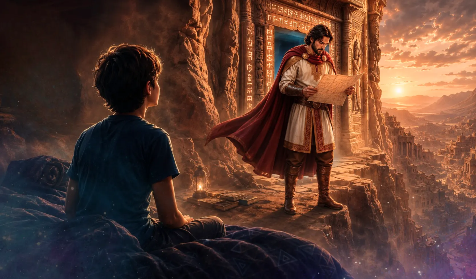 In a dream, Jack's son sees his father as King Teleos standing above an ancient city.